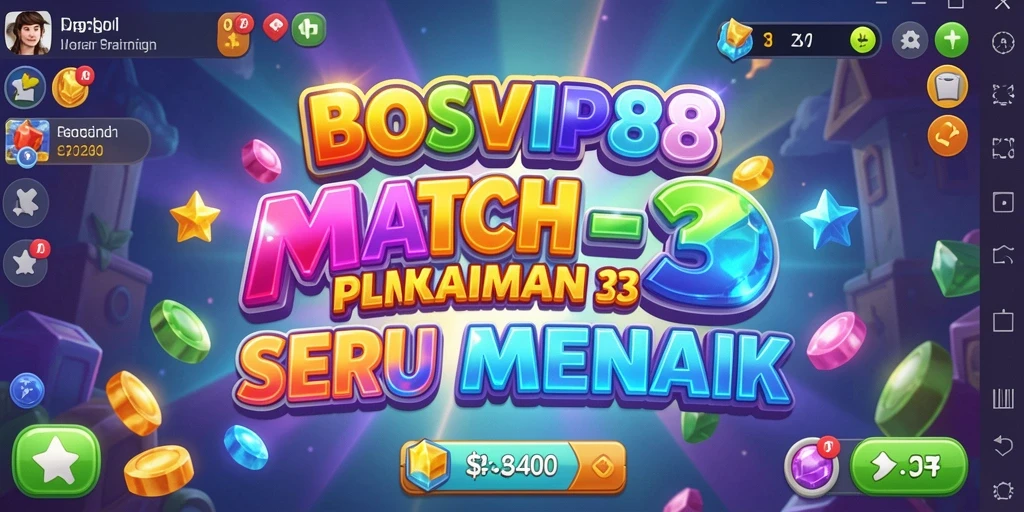 Tampilan menarik permainan Match-3 dengan karakter yang beragam.