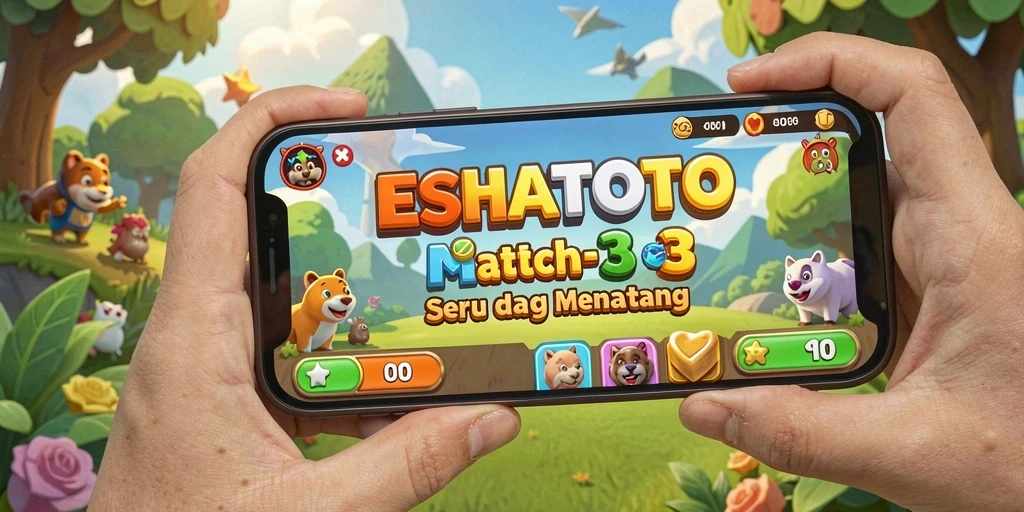 Screenshot menampilkan gameplay seru ESHATOTO dalam genre Match-3.