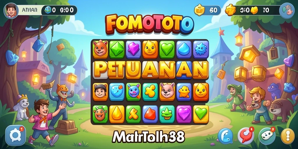 Gameplay FOMOTOTO saat mencocokkan tiga buah untuk menyelesaikan level.