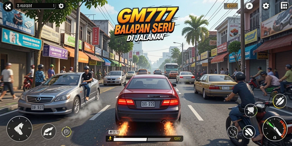 Tampilan gameplay balapan seru dalam GM777 dengan grafik menakjubkan.