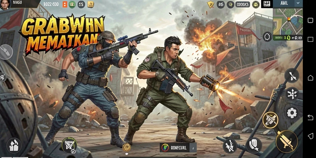 Tampilan gameplay seru GRABWIN dengan aksi Battle Royale yang mendebarkan.