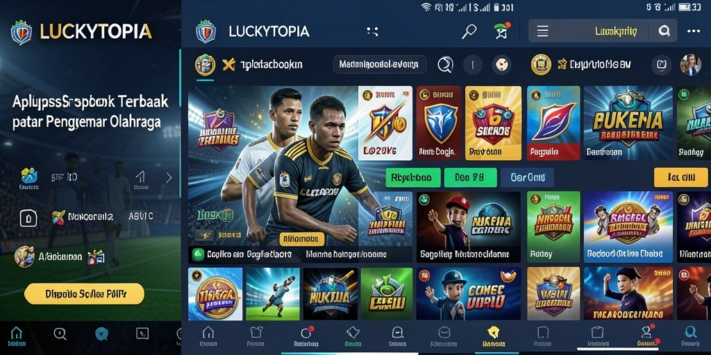 Tampilan interaktif aplikasi LUCKYTOPIA saat melakukan taruhan olahraga.