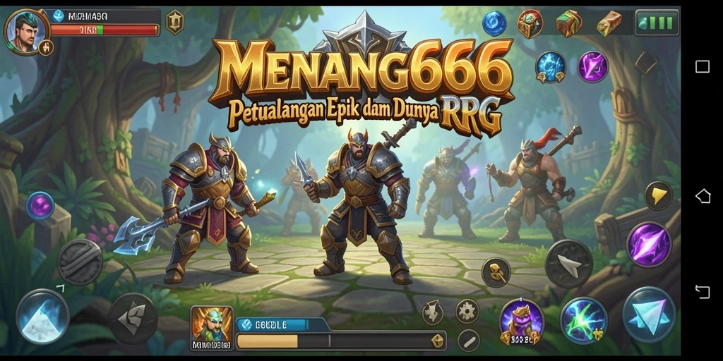 Screenshot menunjukkan karakter pemimpin berjuang melawan monster di dunia RPG.