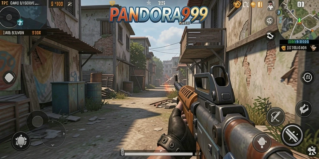 Tampilan gameplay seru PANDORA99 dengan perspektif TPS.