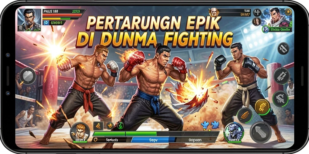Screenshot menunjukkan pertarungan seru karakter dalam PAUS188.