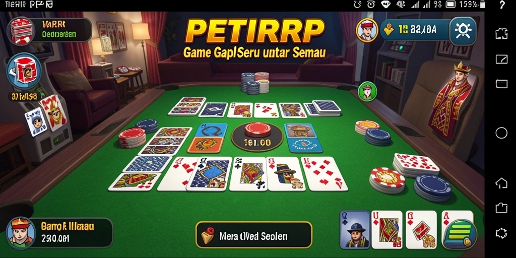 Tampilan gameplay seru dari game Gaple PETIRRP yang mengasyikkan.