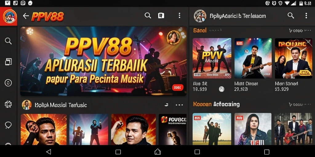 Tangkapan layar PPV88 menampilkan antarmuka interaktif aplikasi musik.