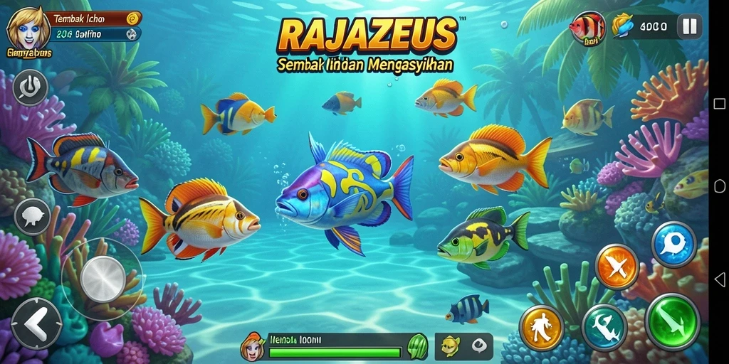 Tampilan gameplay menarik dari RAJAZEUS saat menembak ikan.