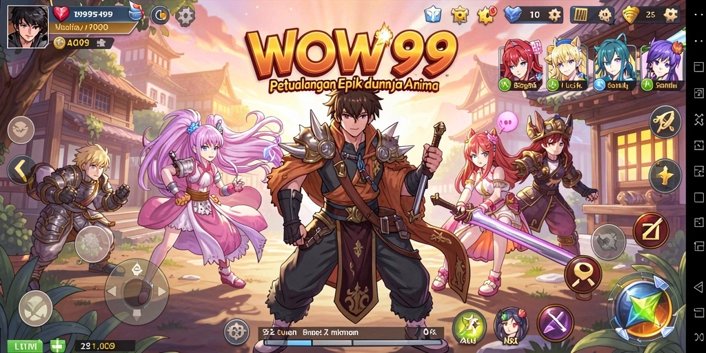 Tampilan menakjubkan gameplay WOW99 dengan karakter Anime.